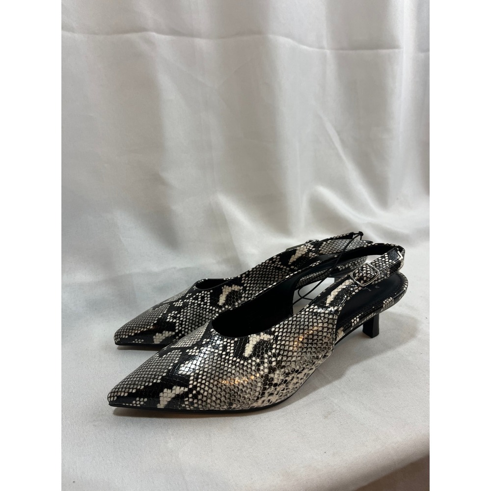 A New Day Womens Snakeskin Print Slingback Kitten Heels Pointed Toe Pumps Size 7